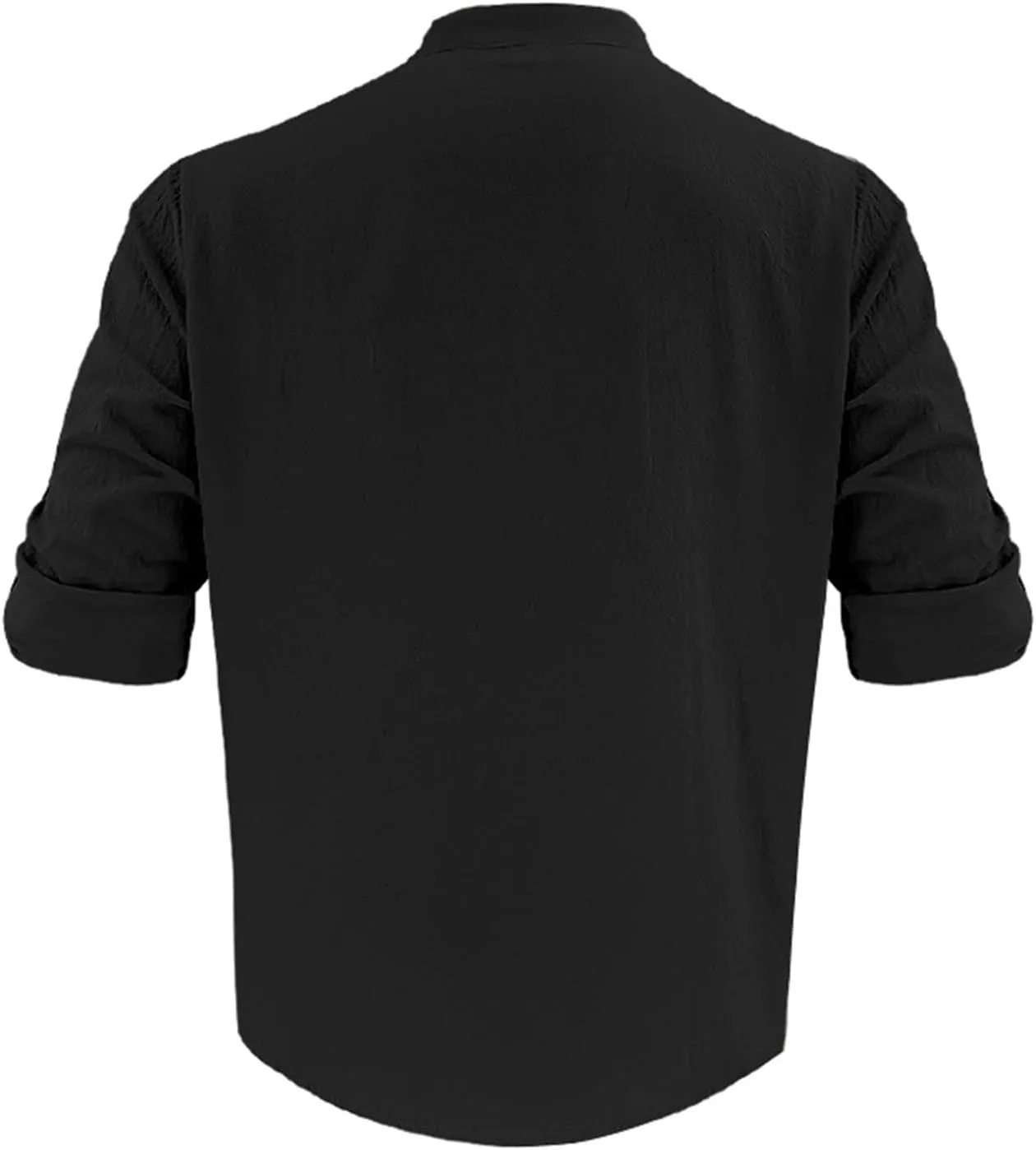 KUIOLYPOER Men's Hawaiian Cotton Linen Shirts Long Sleeve Button Down Shirt Casual V-Neck Wrinkle Free Breathable Beach Wear