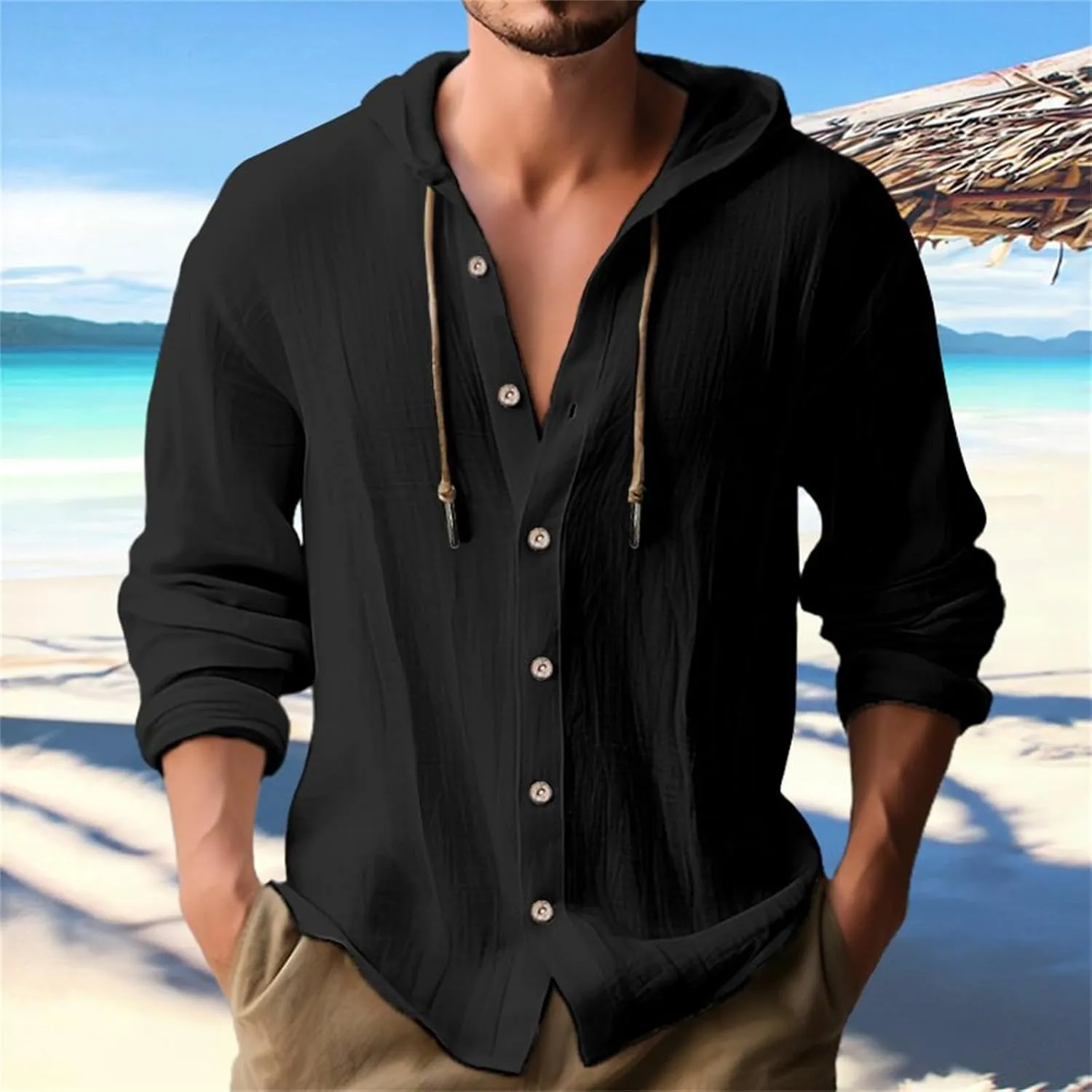 LCMTWX Men's Button Down Shirts Cotton Long Sleeve Long Sleeved Solid Color Cotton Linen Shirt T Shirts for Man Shirts for
