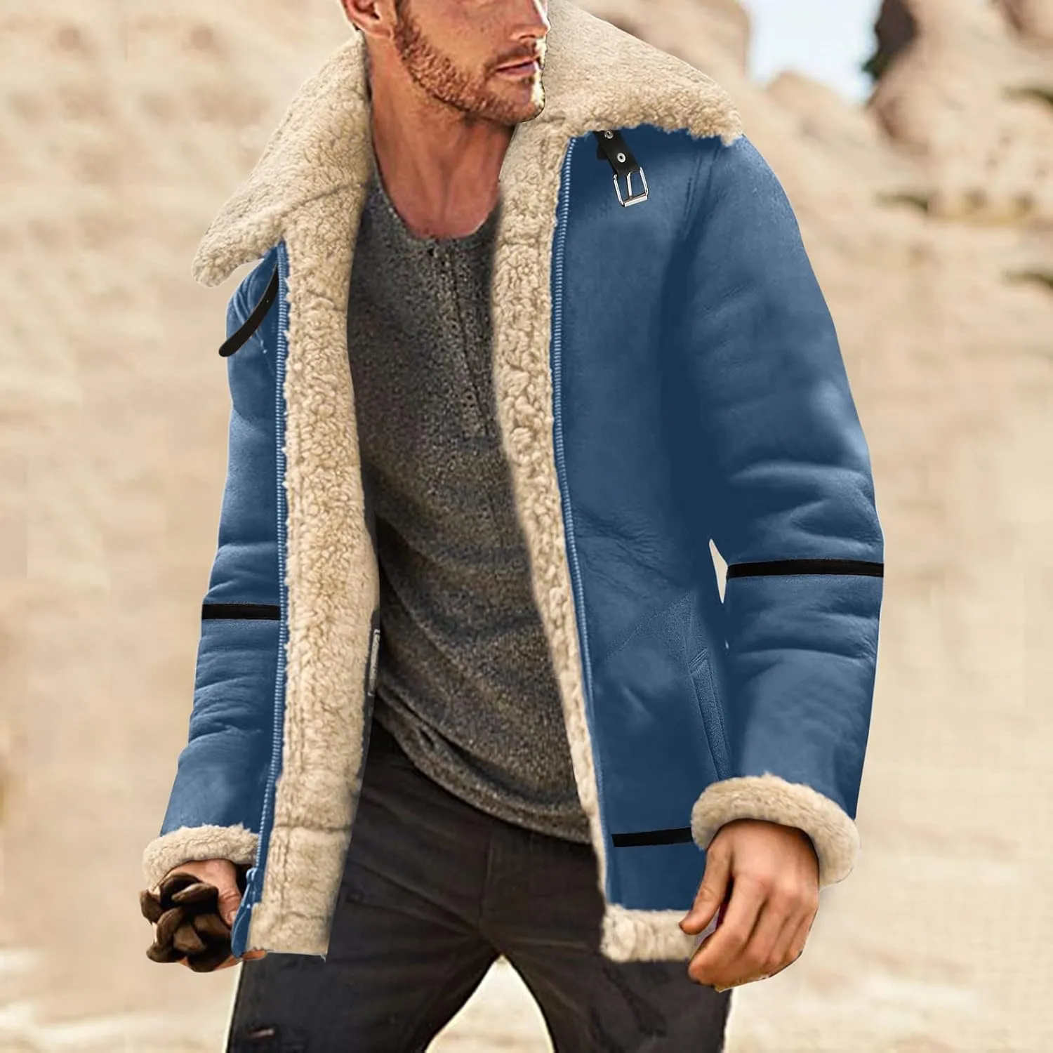 LCMTWX Mens Winter Coats Jacket Stand Collar Knitted Splice Sweater Coat Casual Cardigan Stylish Outwear Mens Coats