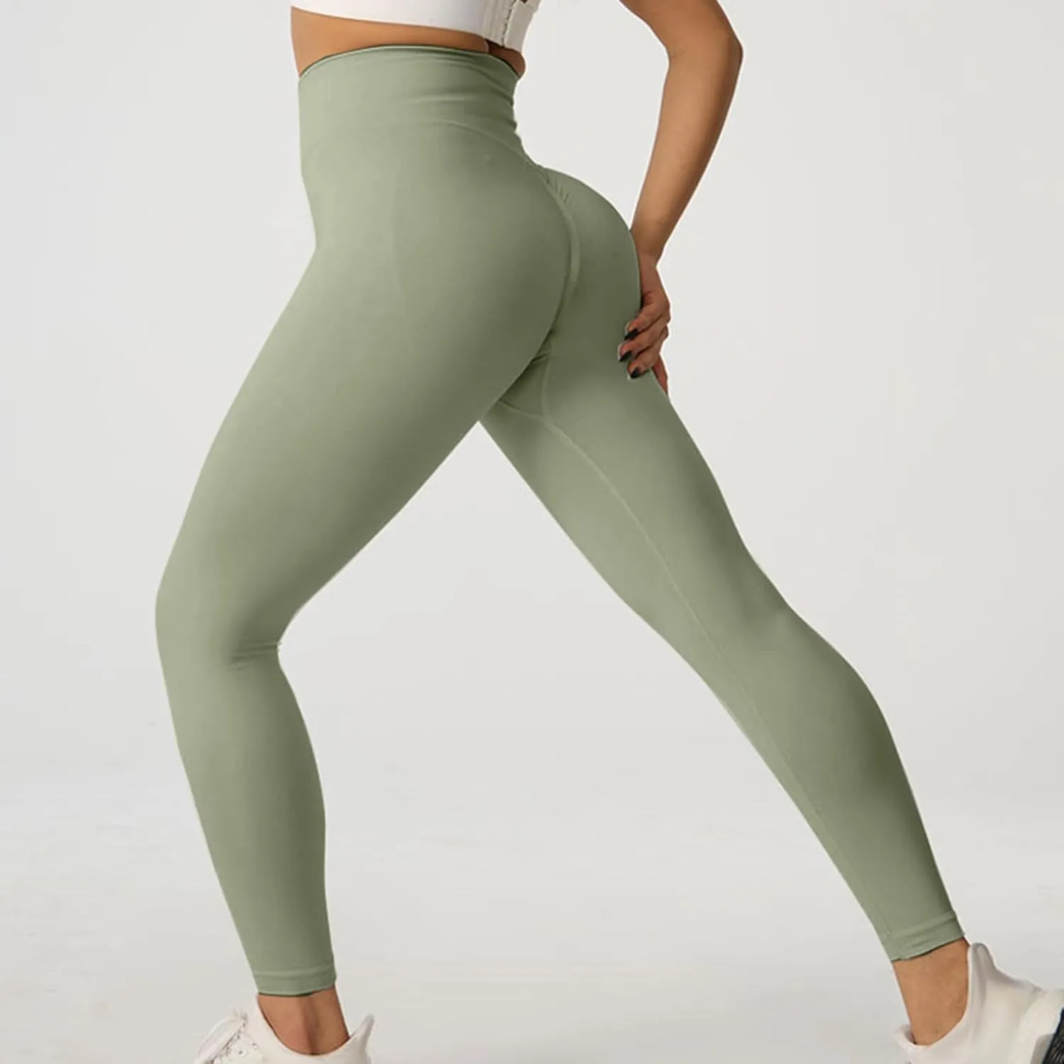 Leggings for Women Tummy Control Petite High Waist Solid Color Yoga Trousers Workout Running Slim Pants