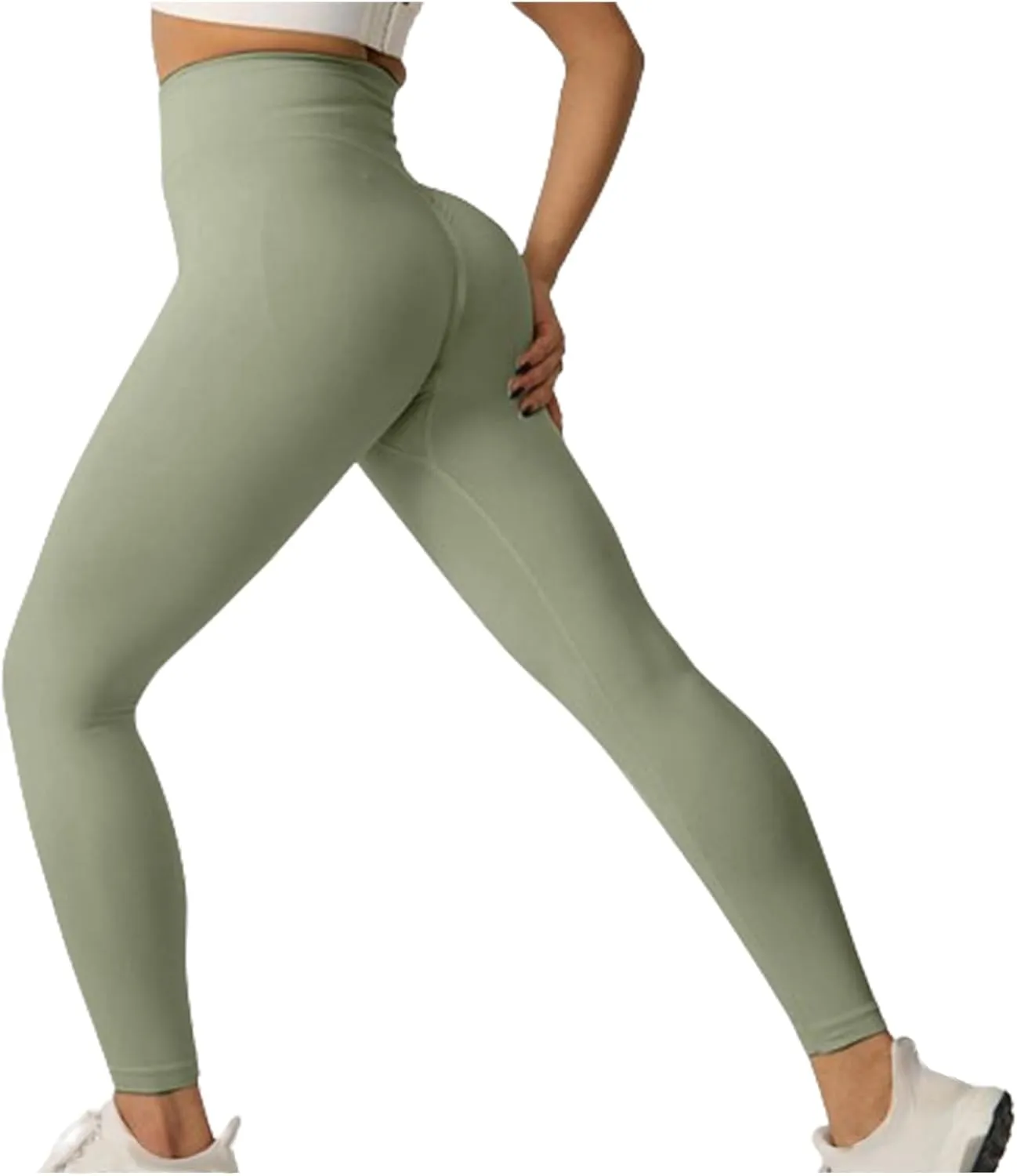 Leggings for Women Tummy Control Petite High Waist Solid Color Yoga Trousers Workout Running Slim Pants