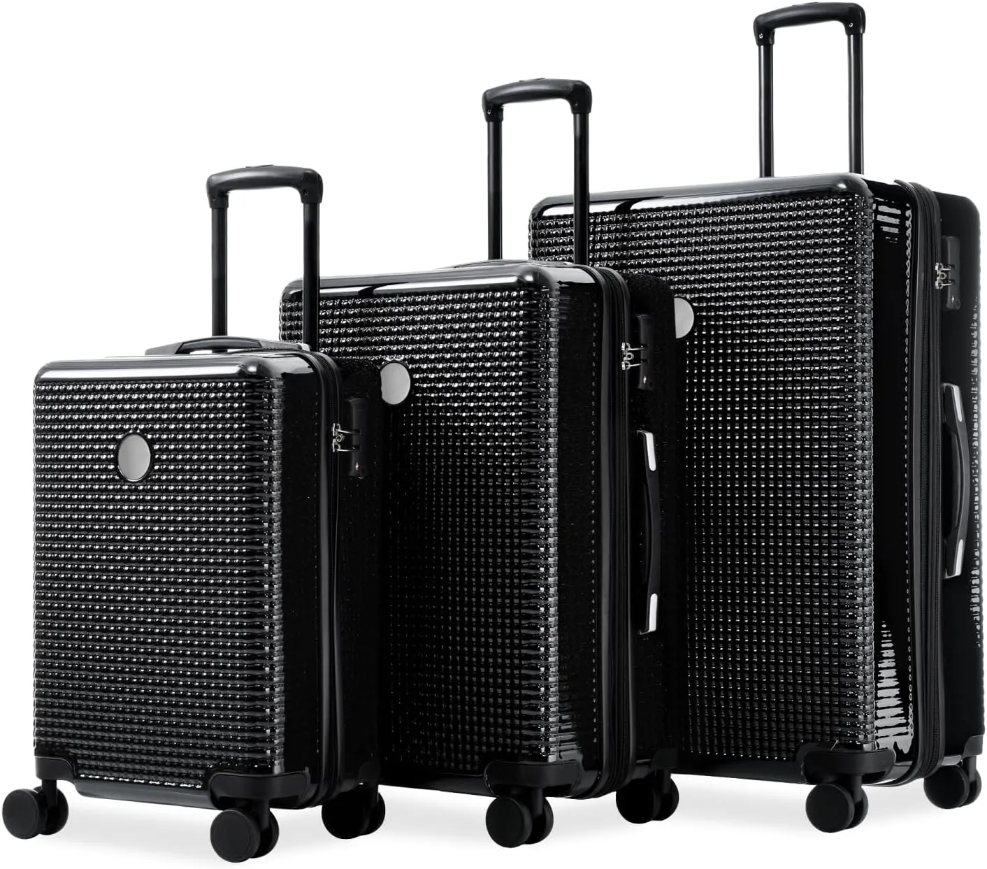 Lightweight Expandable 3-Piece Hardshell Luggage Set with TSA Lock, Carry-On & Checked, ABS PC Material