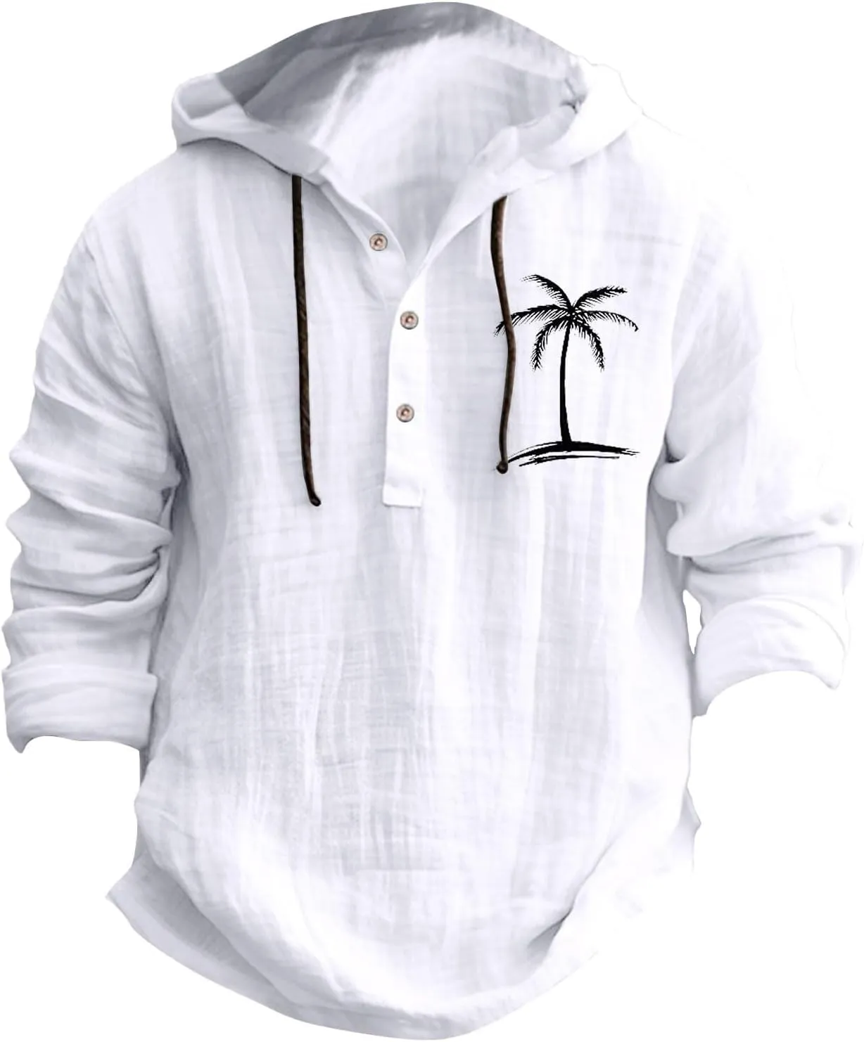 Linen Hoodie Men Long Sleeve Button Down Hooded Beach Casual Printed Tops Shirt Big and Tall Summer Fashion Stylish Shirts