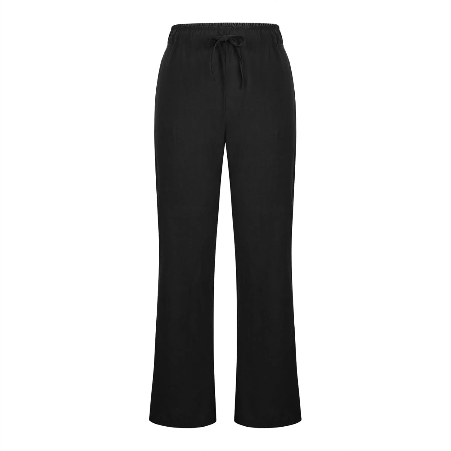 Linen Pants Women High Waisted Flare Palazzo Pants Summer Wide Leg Pants Elastic Waist Beach Pants Lounge Trousers