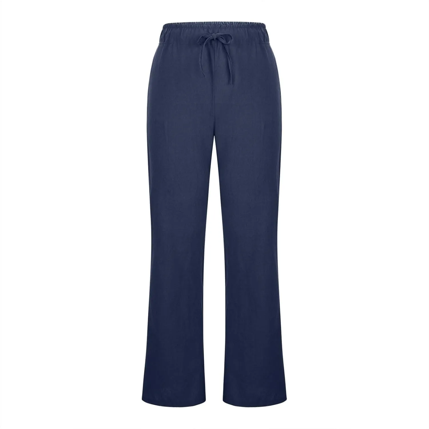 Linen Pants Women High Waisted Flare Palazzo Pants Summer Wide Leg Pants Elastic Waist Beach Pants Lounge Trousers