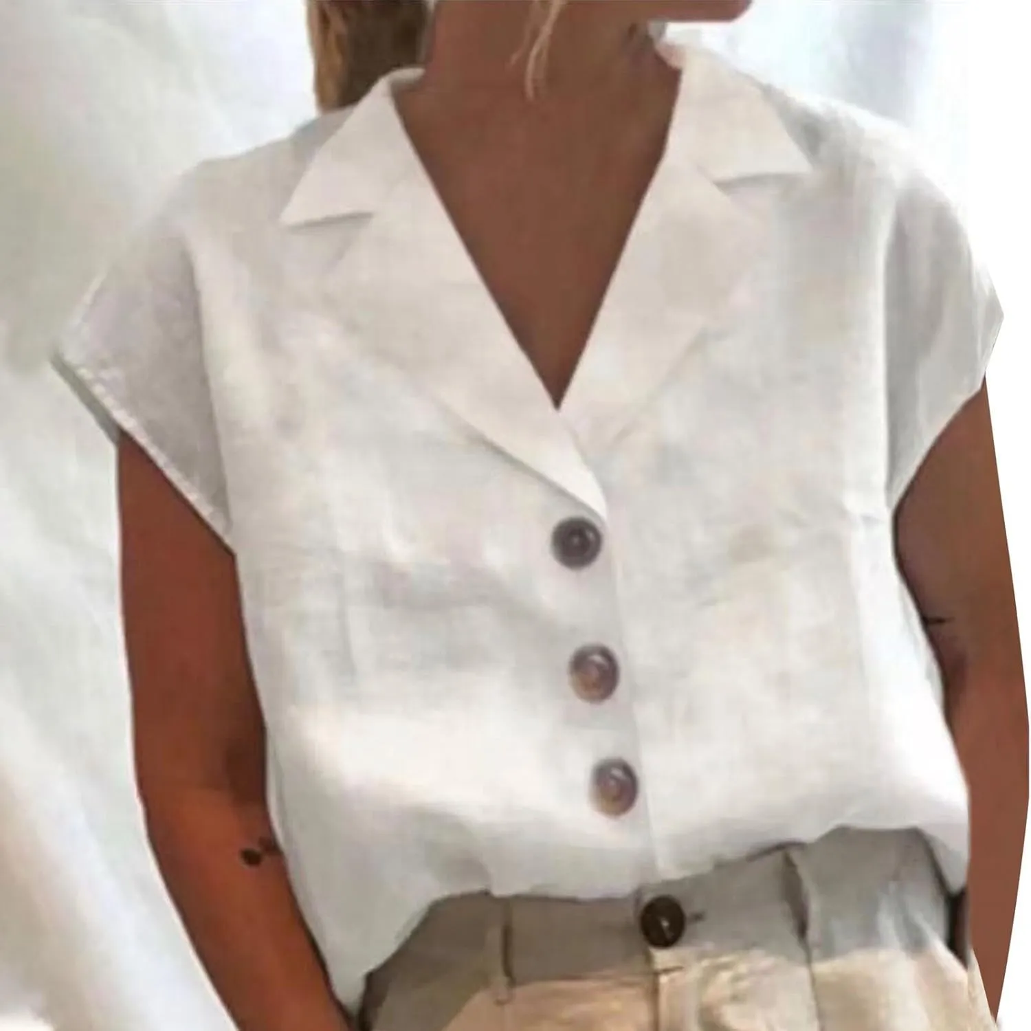 Linen Shirt Women Solid Color Stand Neck Hollow Out Tank Tops Loose Fit Tunic Soft Trendy Blouses Tshirt