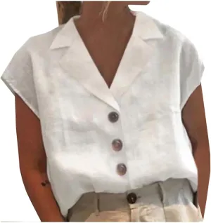 Linen Shirt Women Solid Color Stand Neck Hollow Out Tank Tops Loose Fit Tunic Soft Trendy Blouses Tshirt