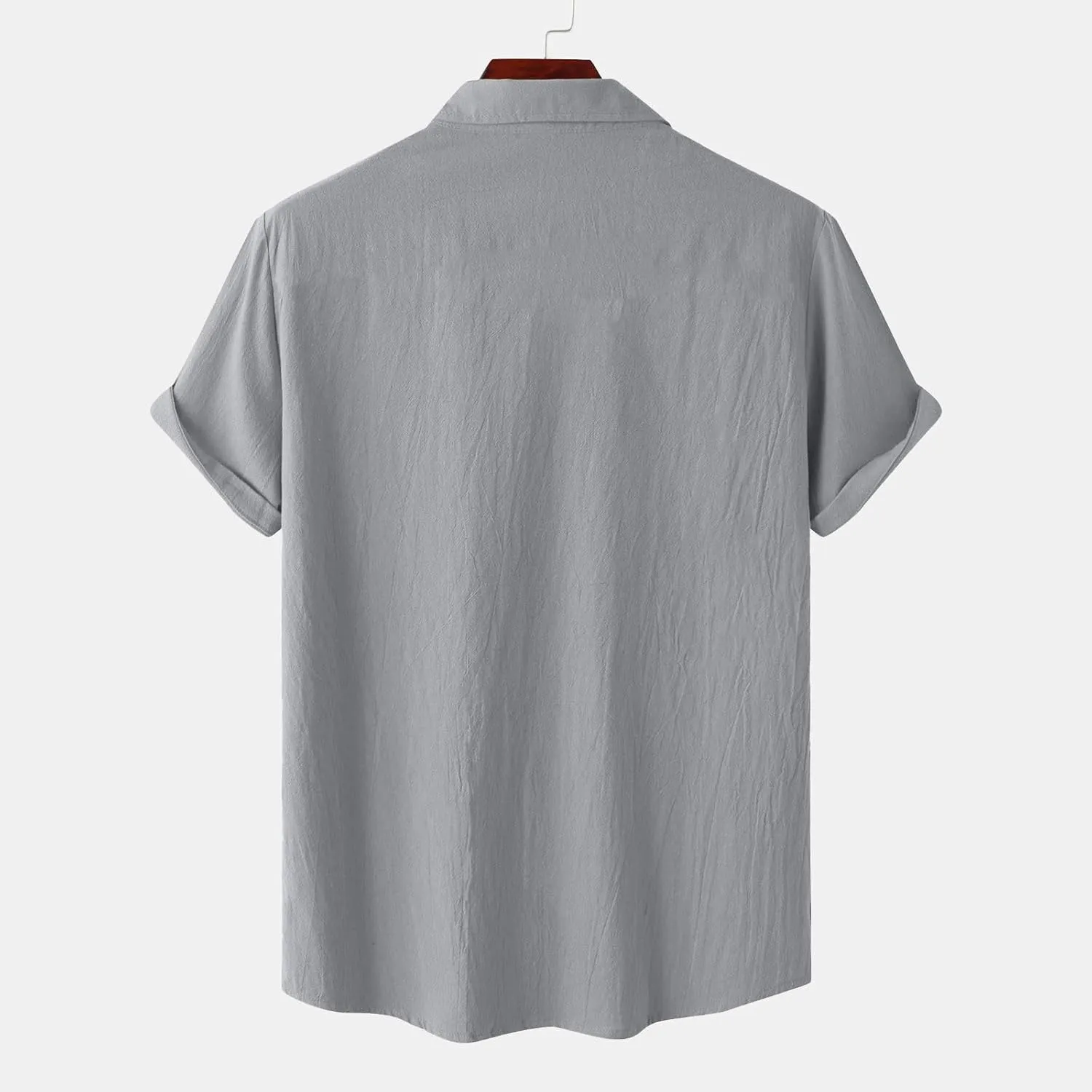 Linen Shirts for Men Short Sleeve Button Down Shirts Casual Summer Beach Tops Stylish Dress Shirt with Pockets