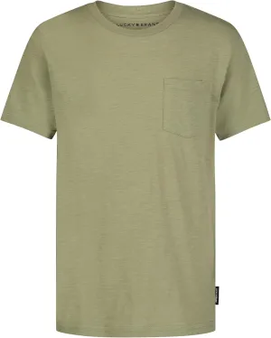 Lucky Brand Boys' Short Sleeve Slub Pocket Crew Neck T-Shirt, Soft, Comfortable, Relaxed Fit