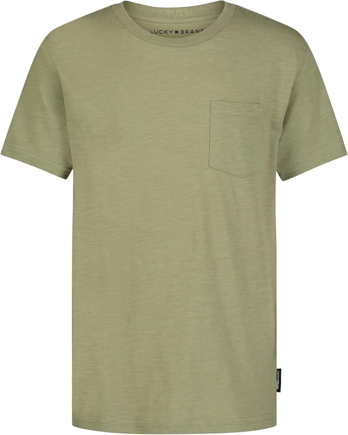 Lucky Brand Boys' Short Sleeve Slub Pocket Crew Neck T-Shirt, Soft, Comfortable, Relaxed Fit