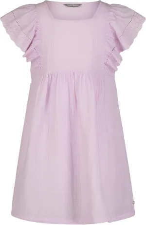 Lucky Brand Girls' Short Sleeve Square Neck Dress with Eyelet Flutter Sleeves