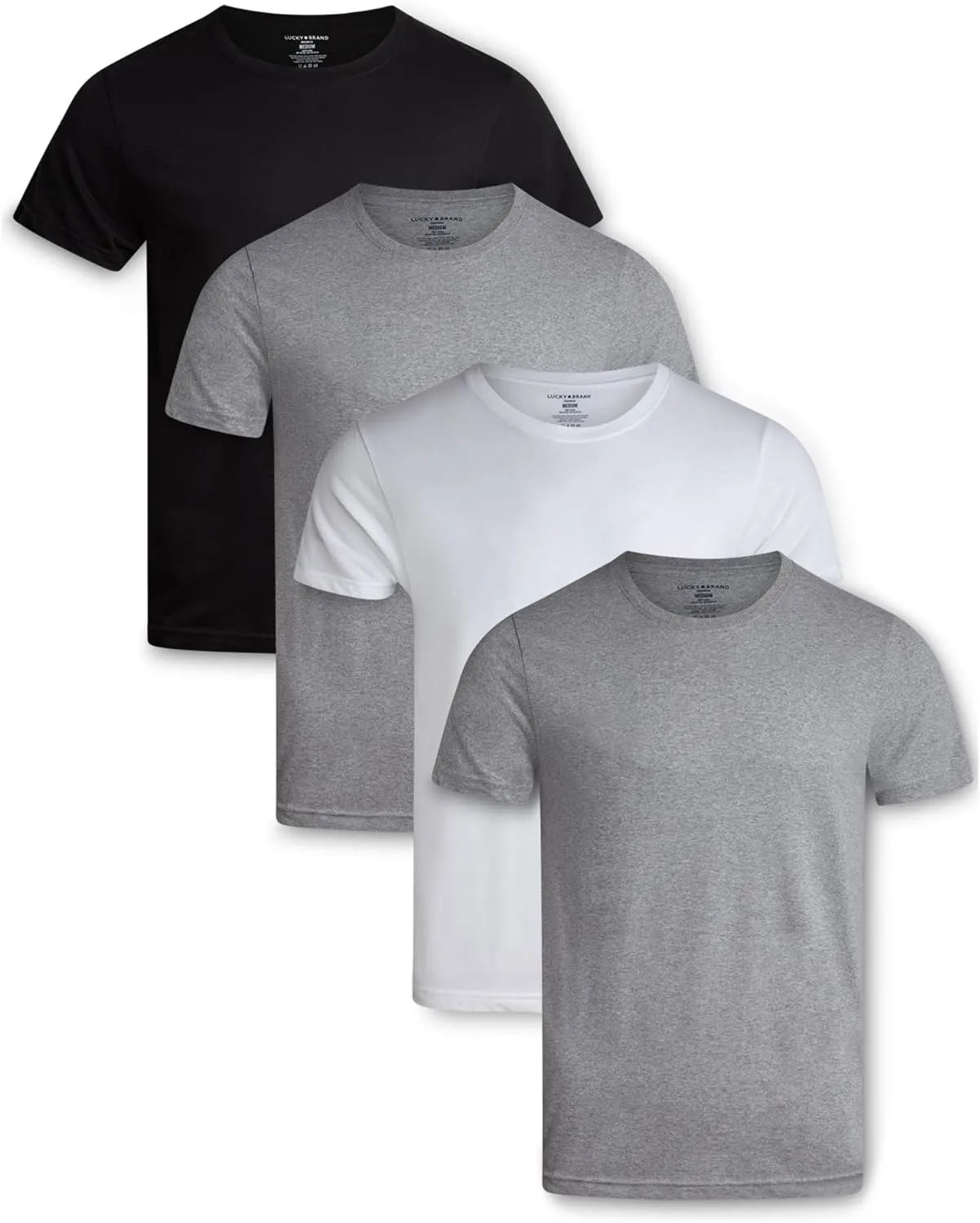 Lucky Brand Men's Undershirt - 4 Pack Basic Short Sleeve Men's T-Shirts - Soft Crewneck and V-Neck Undershirts for Men (S-XL)
