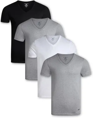 Lucky Brand Men's Undershirt - 4 Pack Basic Short Sleeve Men's T-Shirts - Soft Crewneck and V-Neck Undershirts for Men (S-XL)