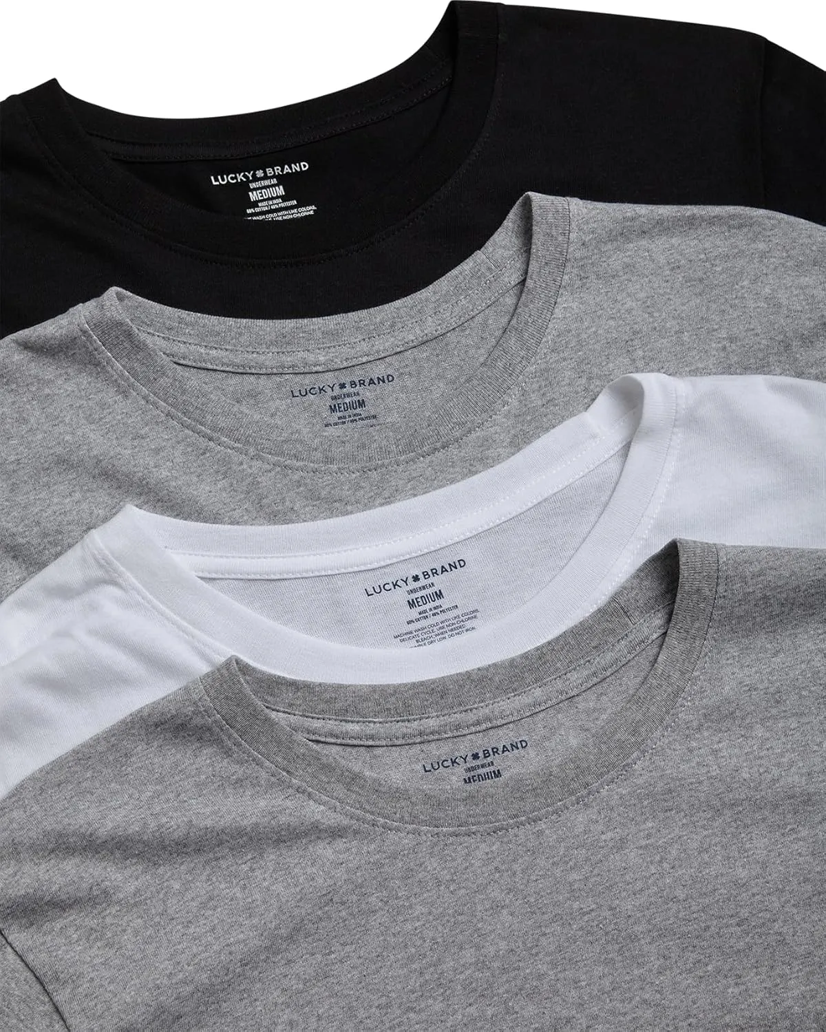 Lucky Brand Men's Undershirt - 4 Pack Basic Short Sleeve Men's T-Shirts - Soft Crewneck and V-Neck Undershirts for Men (S-XL)