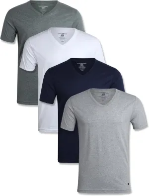 Lucky Brand Men's Undershirt - 4 Pack Basic Short Sleeve Men's T-Shirts - Soft Crewneck and V-Neck Undershirts for Men (S-XL)