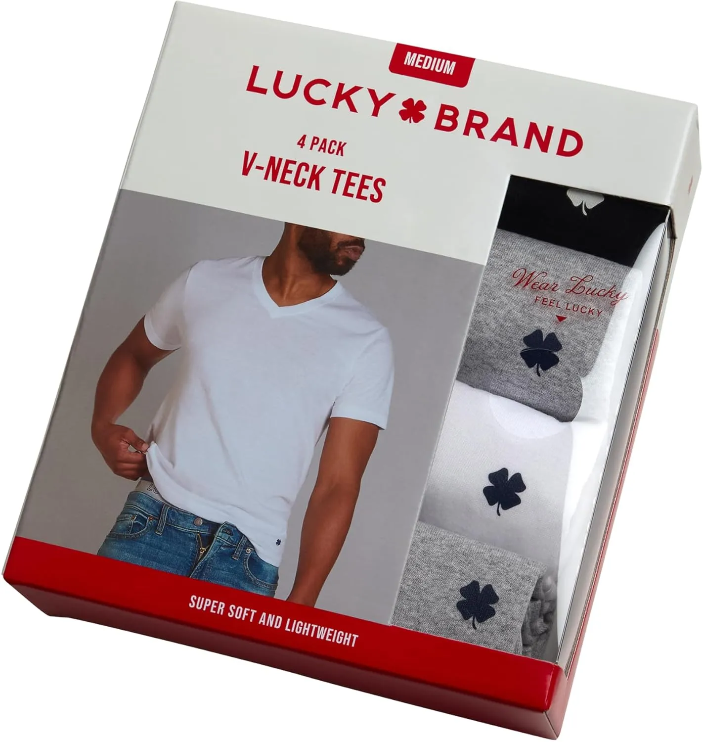 Lucky Brand Men's Undershirt - 4 Pack Basic Short Sleeve Men's T-Shirts - Soft Crewneck and V-Neck Undershirts for Men (S-XL)
