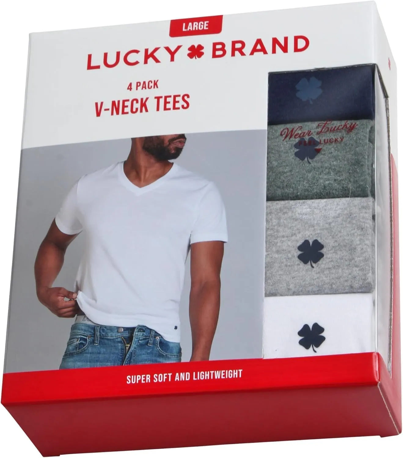 Lucky Brand Men's Undershirt - 4 Pack Basic Short Sleeve Men's T-Shirts - Soft Crewneck and V-Neck Undershirts for Men (S-XL)
