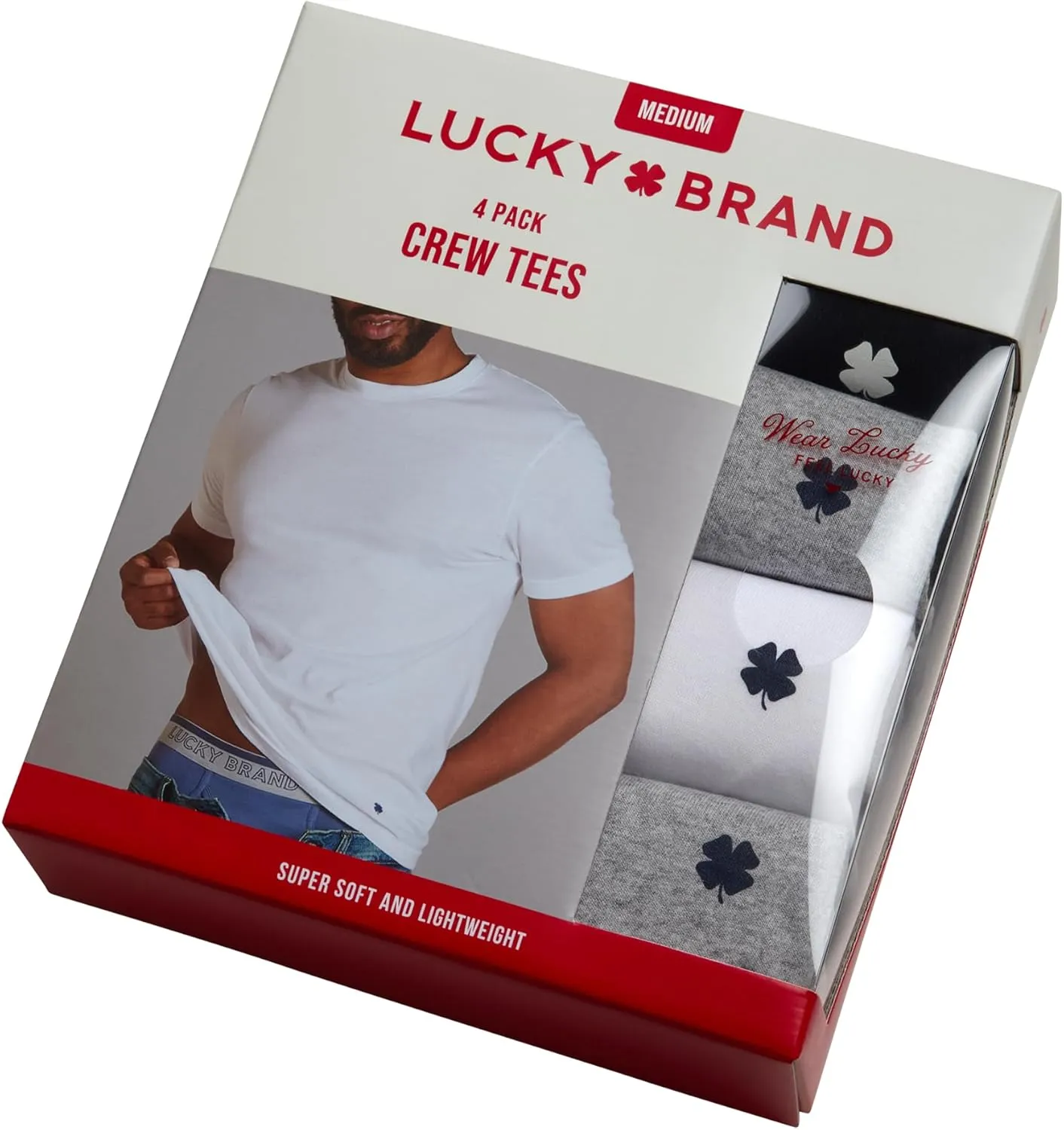 Lucky Brand Men's Undershirt - 4 Pack Basic Short Sleeve Men's T-Shirts - Soft Crewneck and V-Neck Undershirts for Men (S-XL)