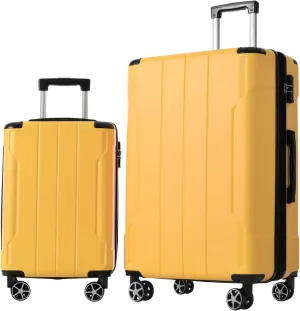 Luggage Sets 2 Piece, Abs Lightweight Expandable Carry-On (20/28), Yellow