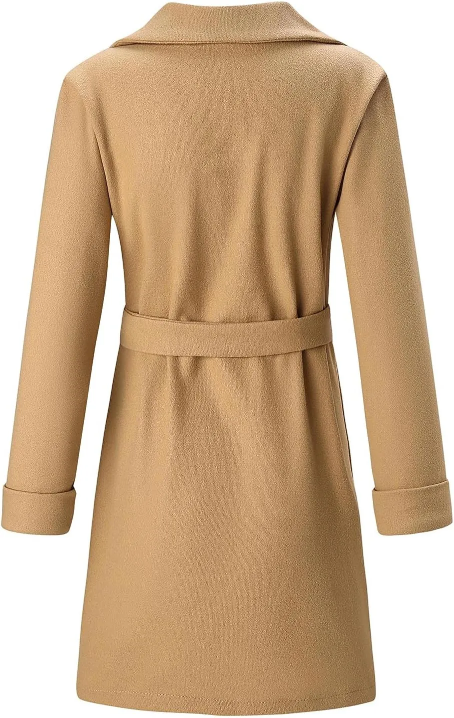 maisdgop Trench Coat for Women Winter Lapel Woolen Cloth Peacoats Open Front Windbreaker Long Sleeve Overcoat with Pockets