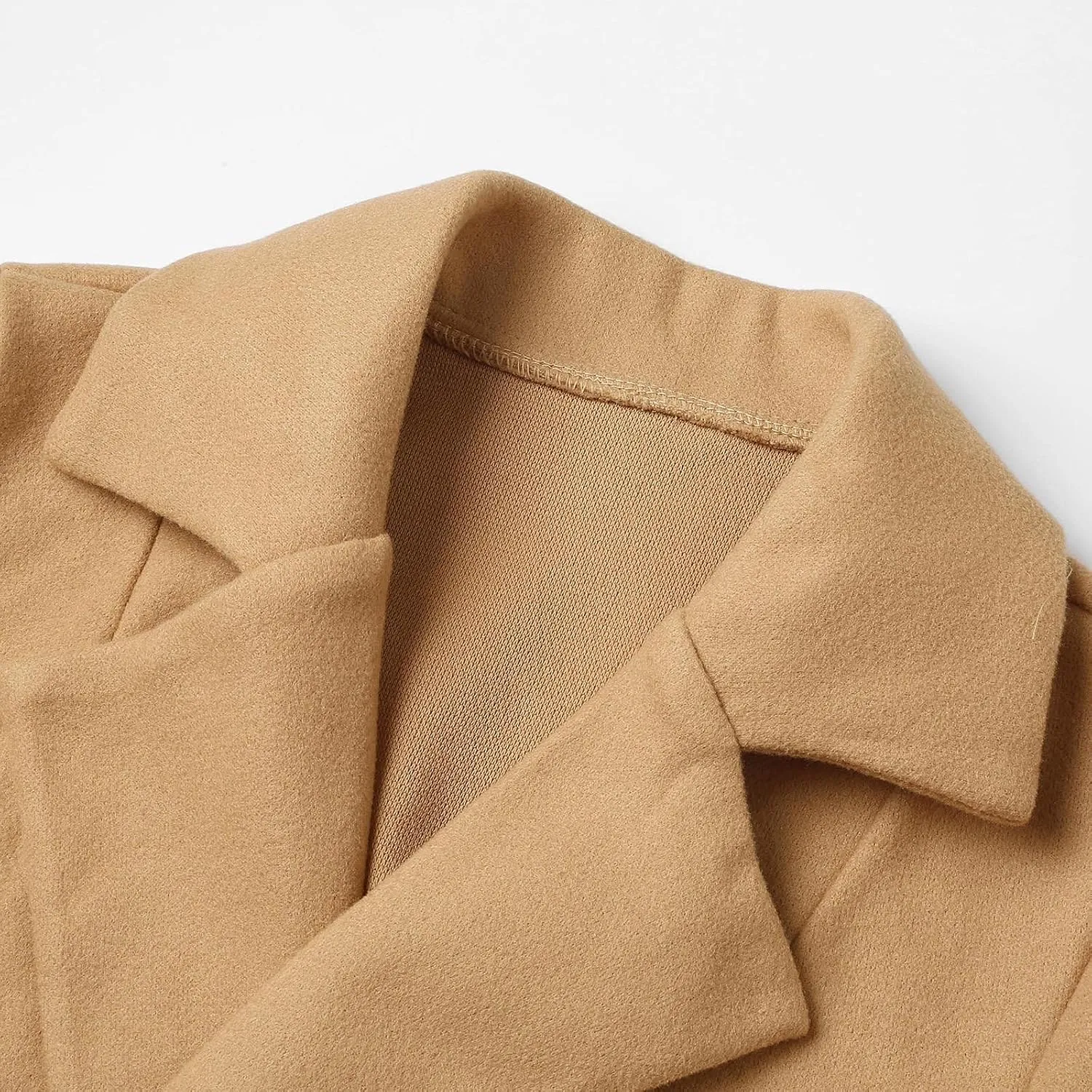 maisdgop Trench Coat for Women Winter Lapel Woolen Cloth Peacoats Open Front Windbreaker Long Sleeve Overcoat with Pockets