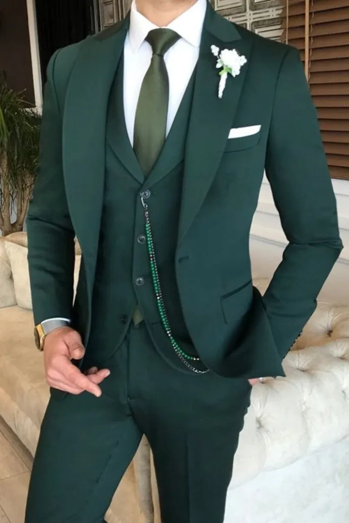 Man Green 3 Piece suits Wedding Suit Grooms Wear Suit One Button Suit Party Wear Suit For Men Dinner suit event wear 3 piece bespoke suits