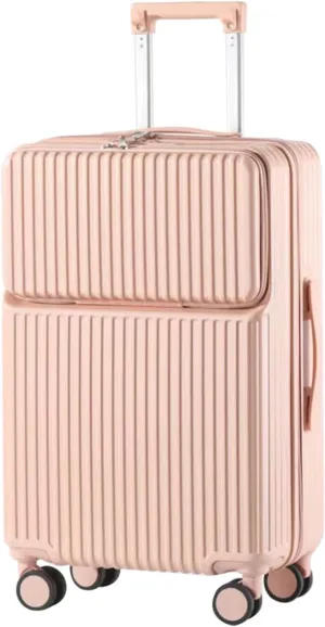 Medium Checked Luggage White Travel Suitcase with Cup Holder - 26in Carry-On Suitcase with 360 Directional Wheels for Easy Travel(1,22in)