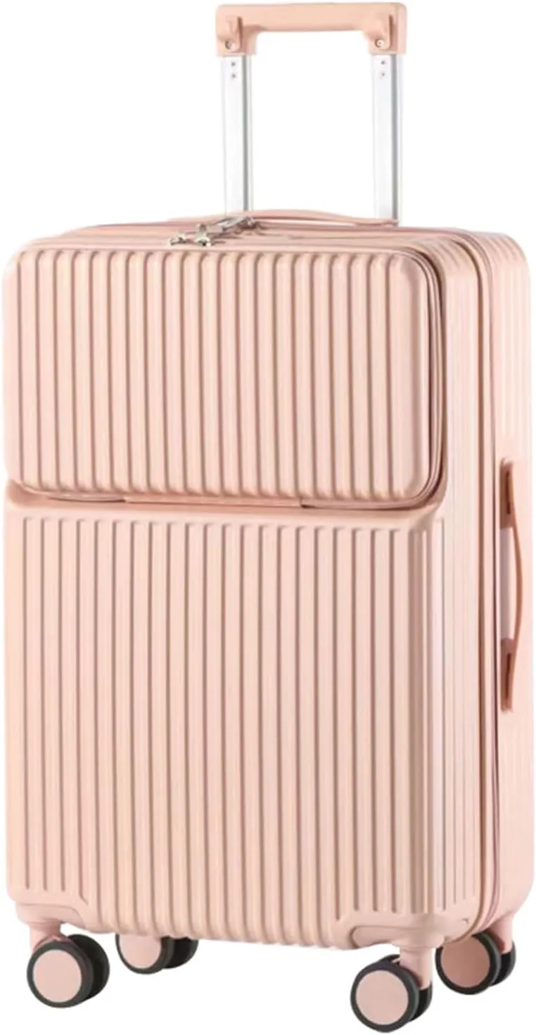 Medium Checked Luggage White Travel Suitcase with Cup Holder - 26in Carry-On Suitcase with 360 Directional Wheels for Easy Travel(1,22in)