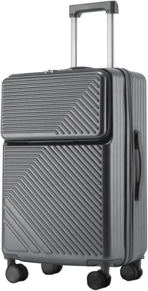 Medium Checked Luggage White Travel Suitcase with Cup Holder - 26in Carry-On Suitcase with 360 Directional Wheels for Easy Travel(4,22in)