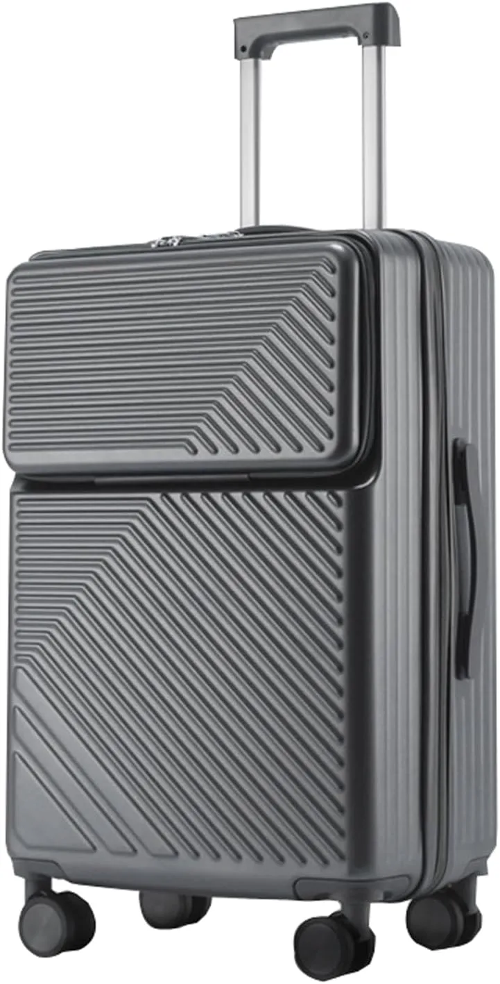 Medium Checked Luggage White Travel Suitcase with Cup Holder - 26in Carry-On Suitcase with 360 Directional Wheels for Easy Travel(4,22in)