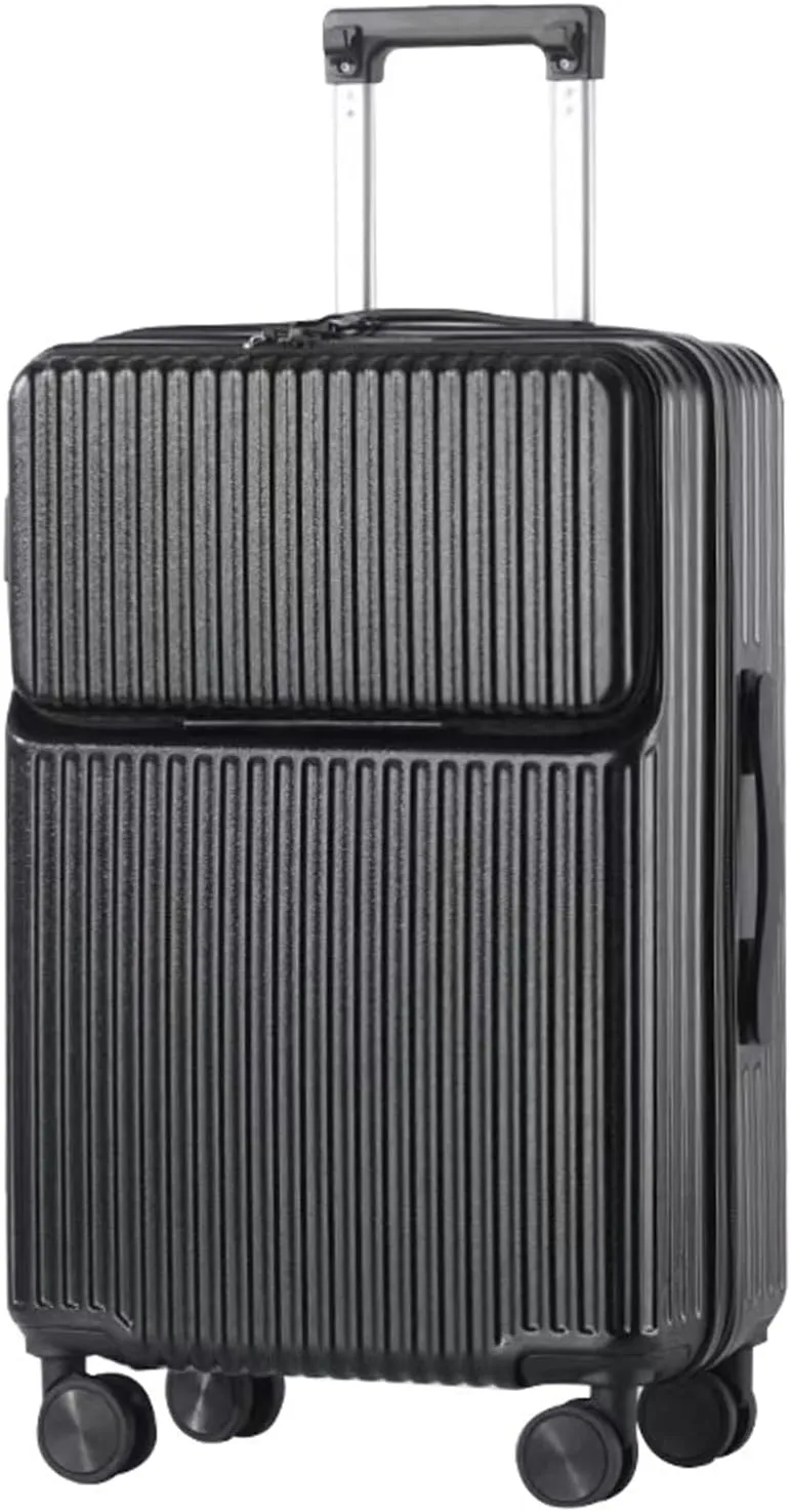 Medium Checked Luggage White Travel Suitcase with Cup Holder - 26in Carry-On Suitcase with 360 Directional Wheels for Easy Travel(5,22in)