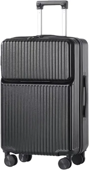 Medium Checked Luggage White Travel Suitcase with Cup Holder - 26in Carry-On Suitcase with 360 Directional Wheels for Easy Travel(5,22in)