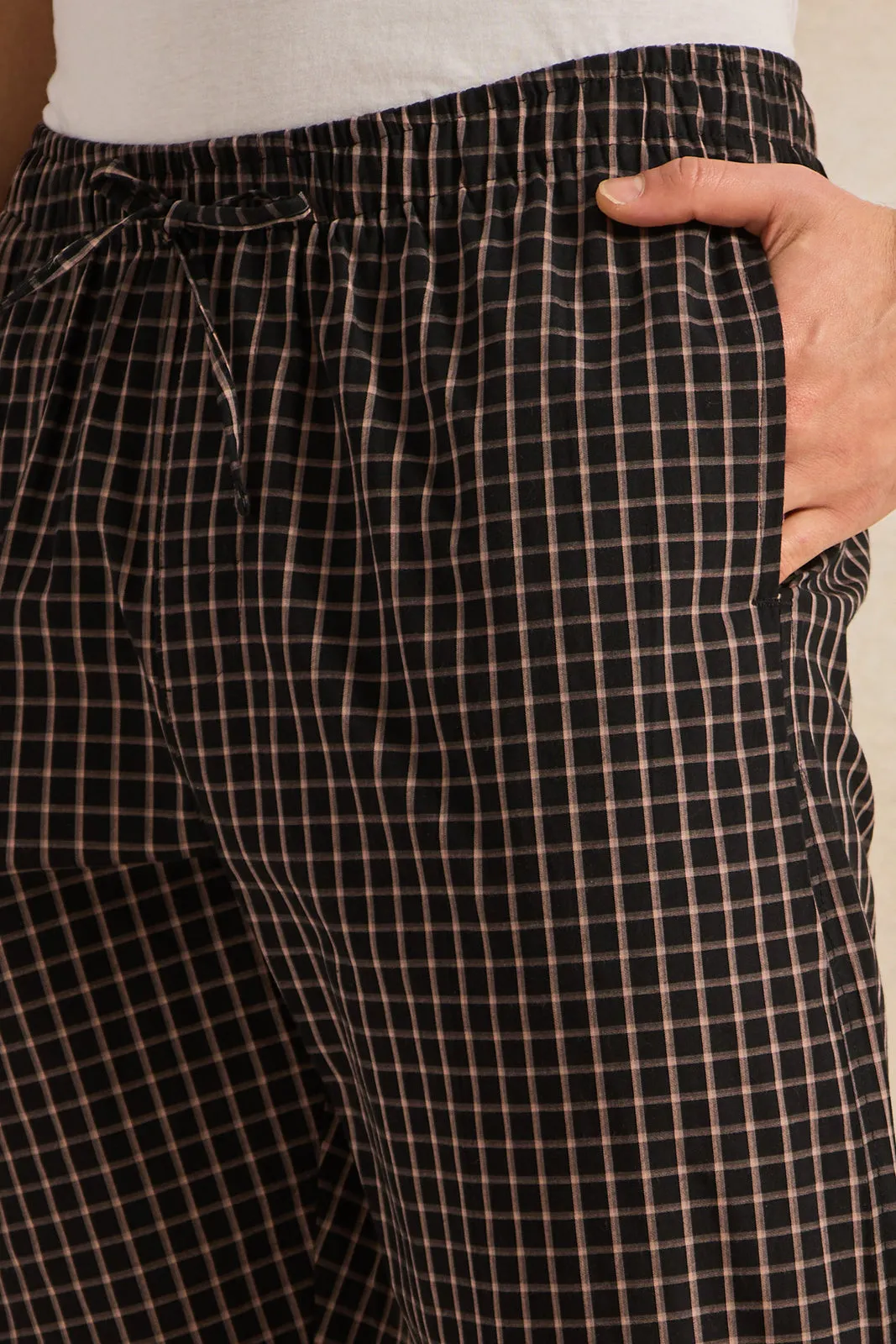 Men Black Checkered Pyjama Bottom