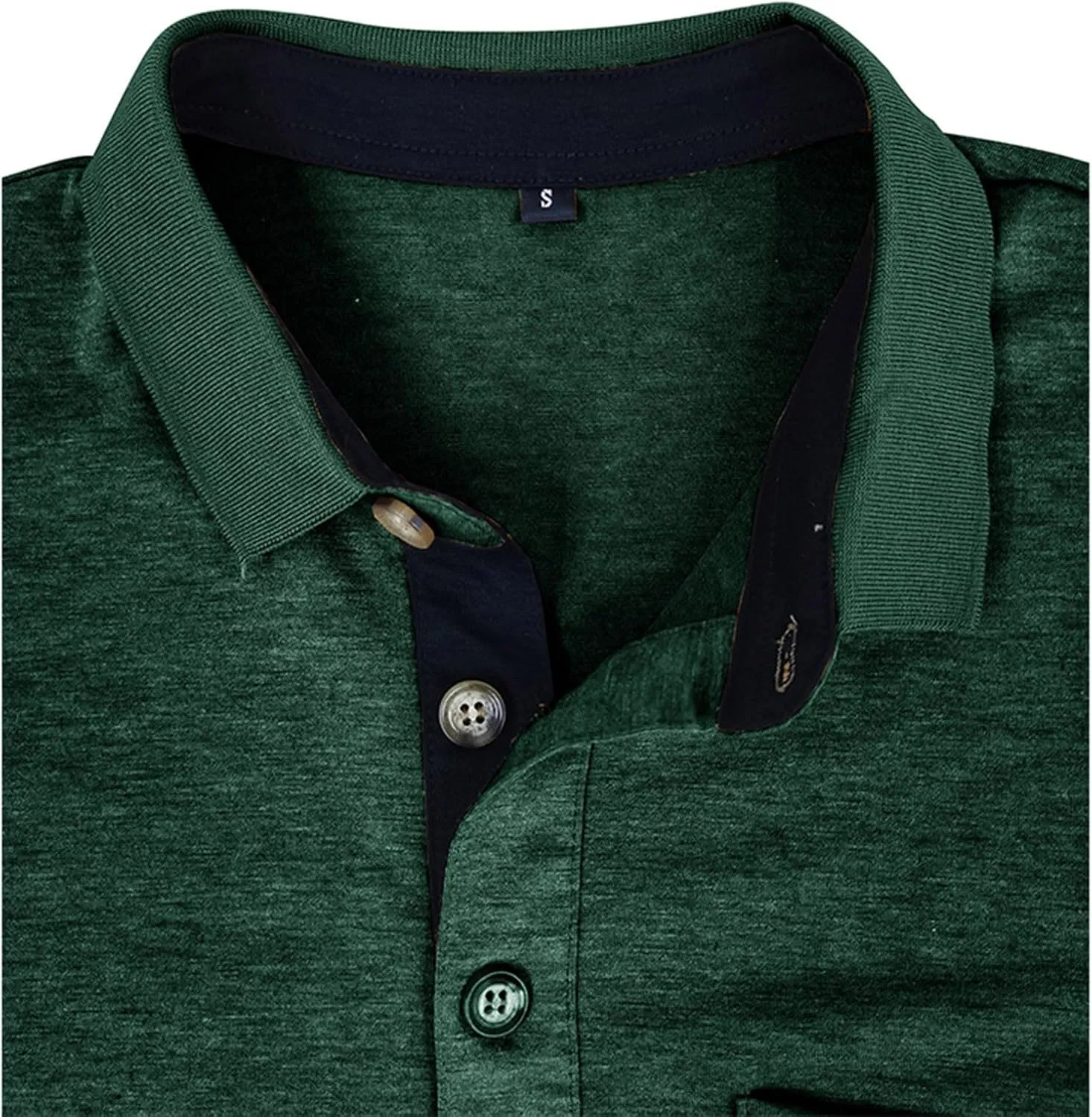 Men Fall Winter Polo Shirts Long Sleeved Flip Collar Tops Pocket Button V Neck T Shirts Golf Casual Sports Tops