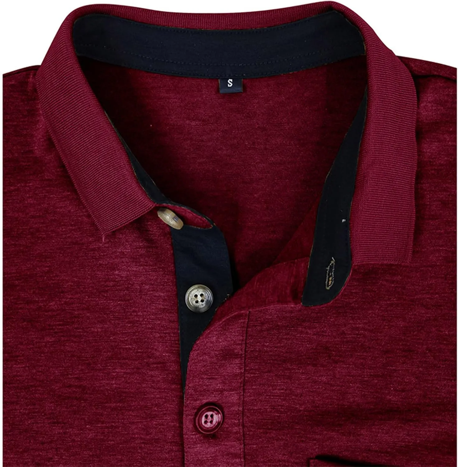 Men Fall Winter Polo Shirts Long Sleeved Flip Collar Tops Pocket Button V Neck T Shirts Golf Casual Sports Tops
