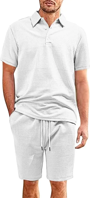 Men Short Sets Outfits 2 Piece Summer Beach Short Sleeve Casual Sets Collared Cruise Fashion Gym Workout Big and Tall Shorts