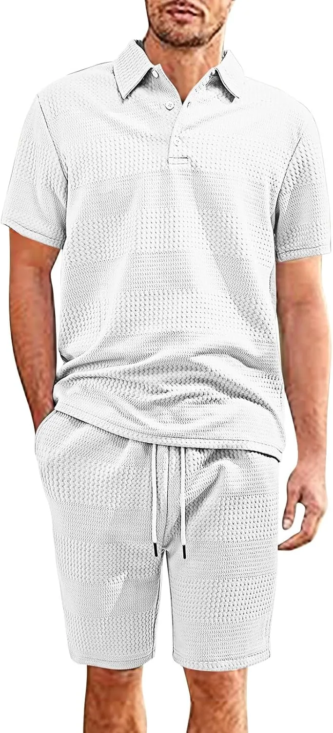 Men Short Sets Outfits 2 Piece Summer Beach Short Sleeve Casual Sets Collared Cruise Fashion Gym Workout Big and Tall Shorts