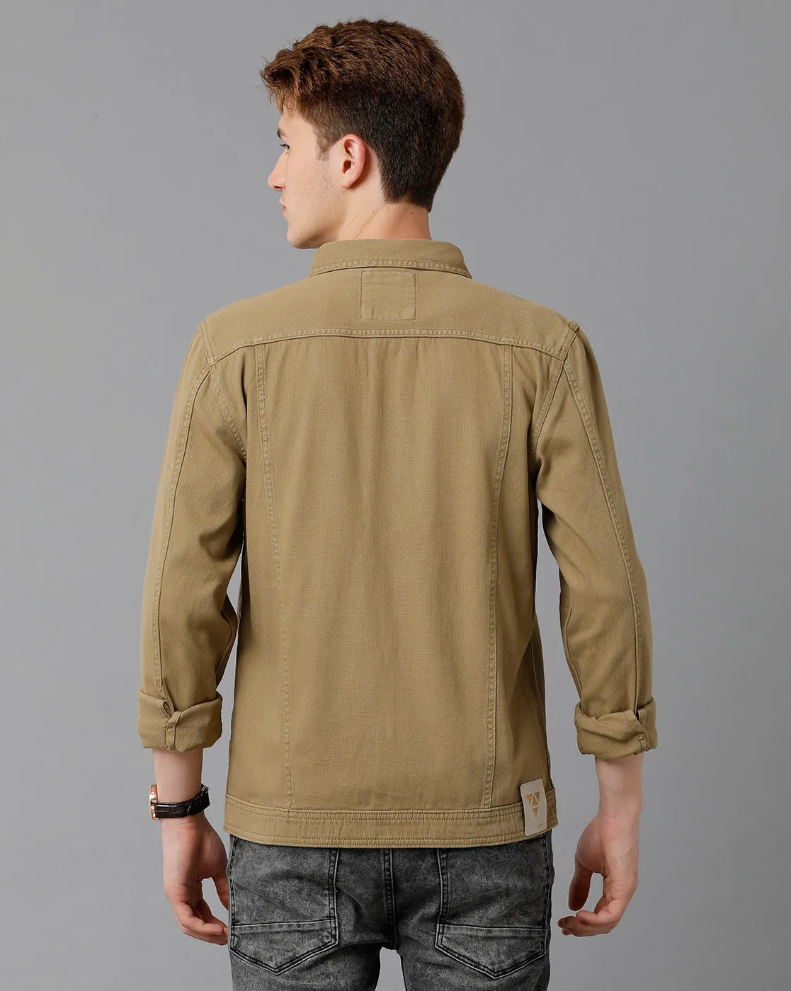Men Solid Regular Fit Casual Jacket