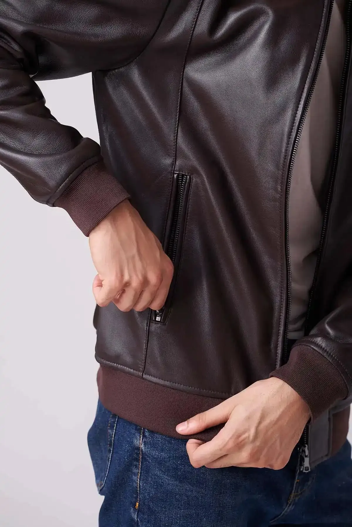 Men Urban Luxe Brown Bomber