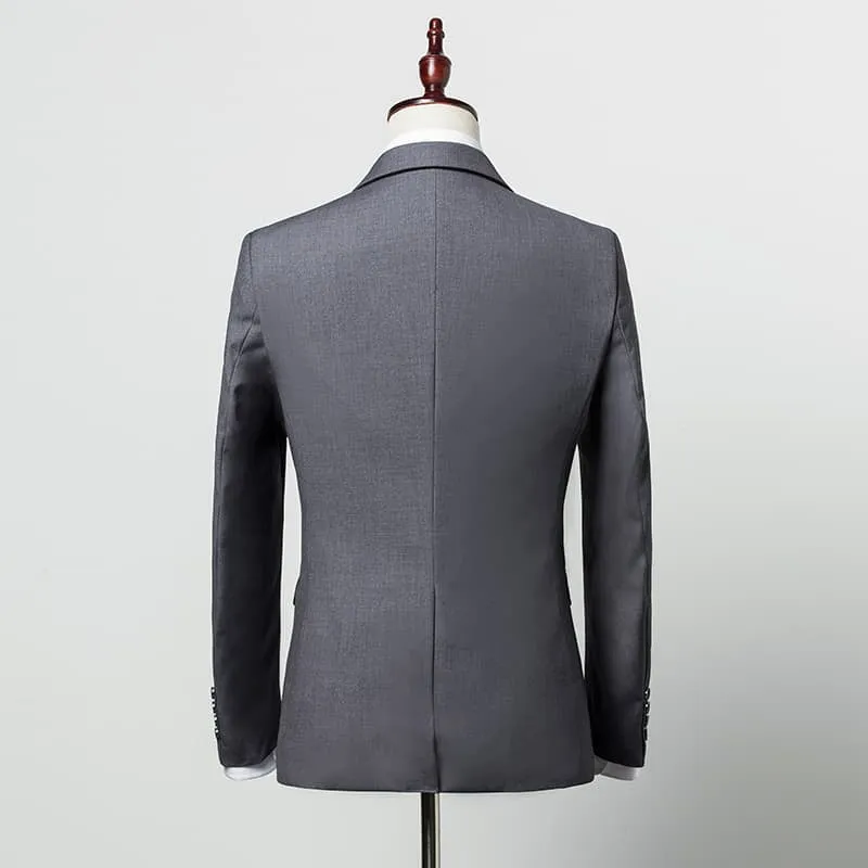 Men's 3 Piece Solid Suit in 4 Colors One Button