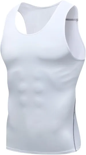Men's Athletic Compression Shirts Bodybuilding Sleeveless Gym Workout Tank Top Dry Fit Sports Base Layer Vests Shaper