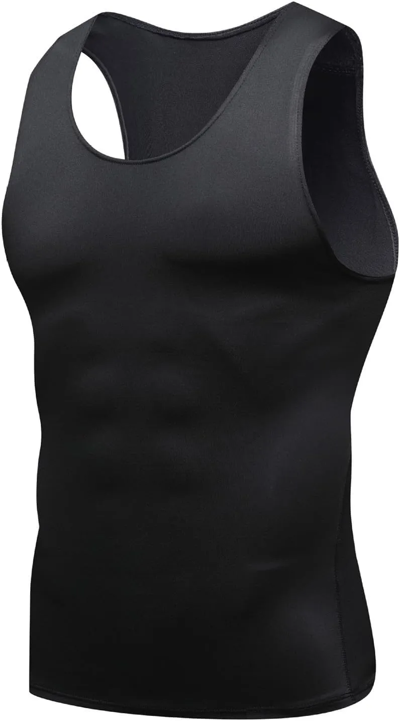 Men's Athletic Compression Shirts Bodybuilding Sleeveless Gym Workout Tank Top Dry Fit Sports Base Layer Vests Shaper