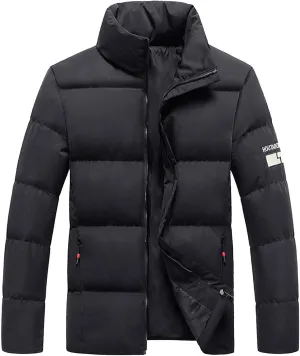Mens Big and Tall Winter Puffer Jacket Packable Windproof Midweight Insulated Jacket Thermal Zip Up Puffer Jacket