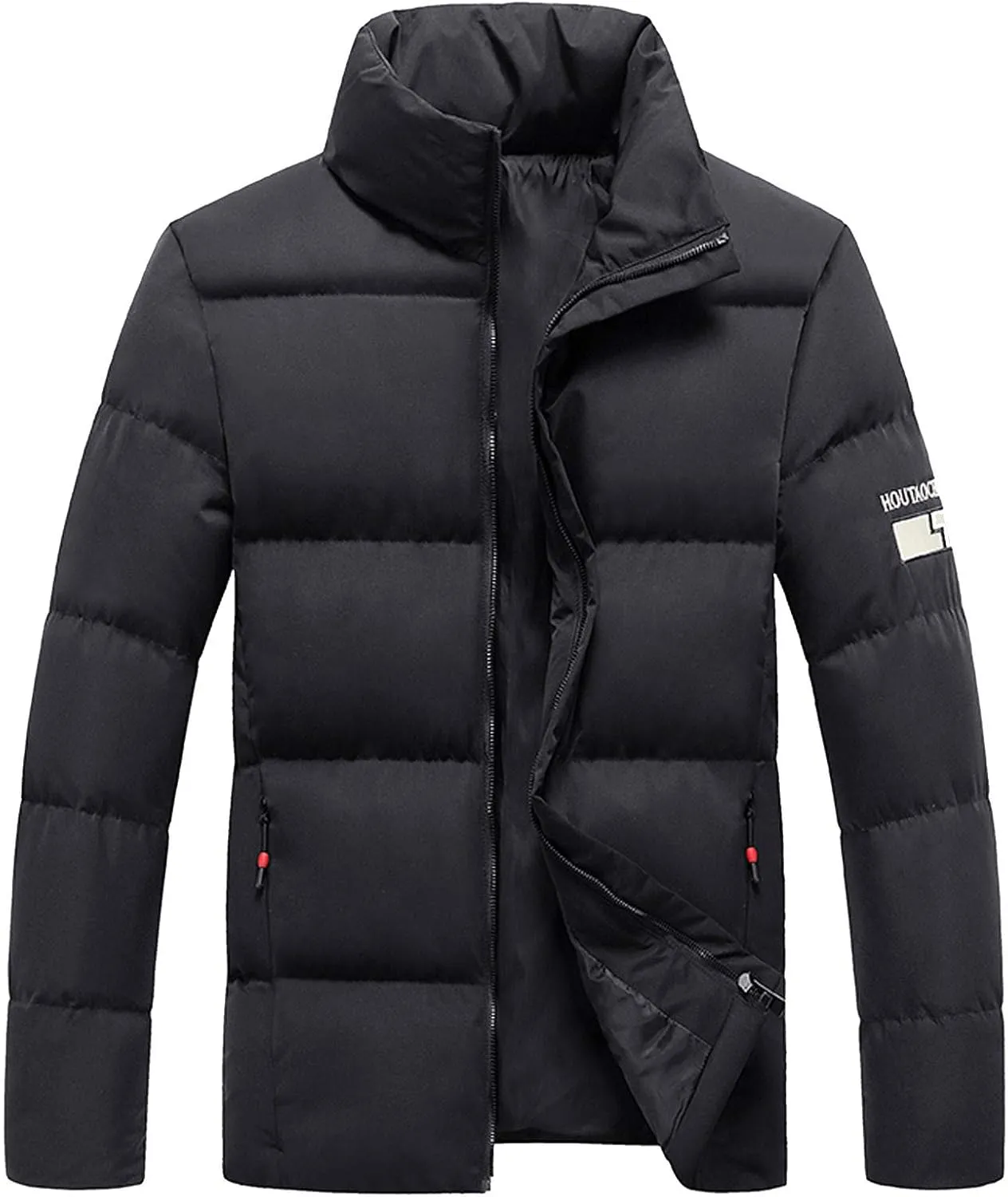 Mens Big and Tall Winter Puffer Jacket Packable Windproof Midweight Insulated Jacket Thermal Zip Up Puffer Jacket