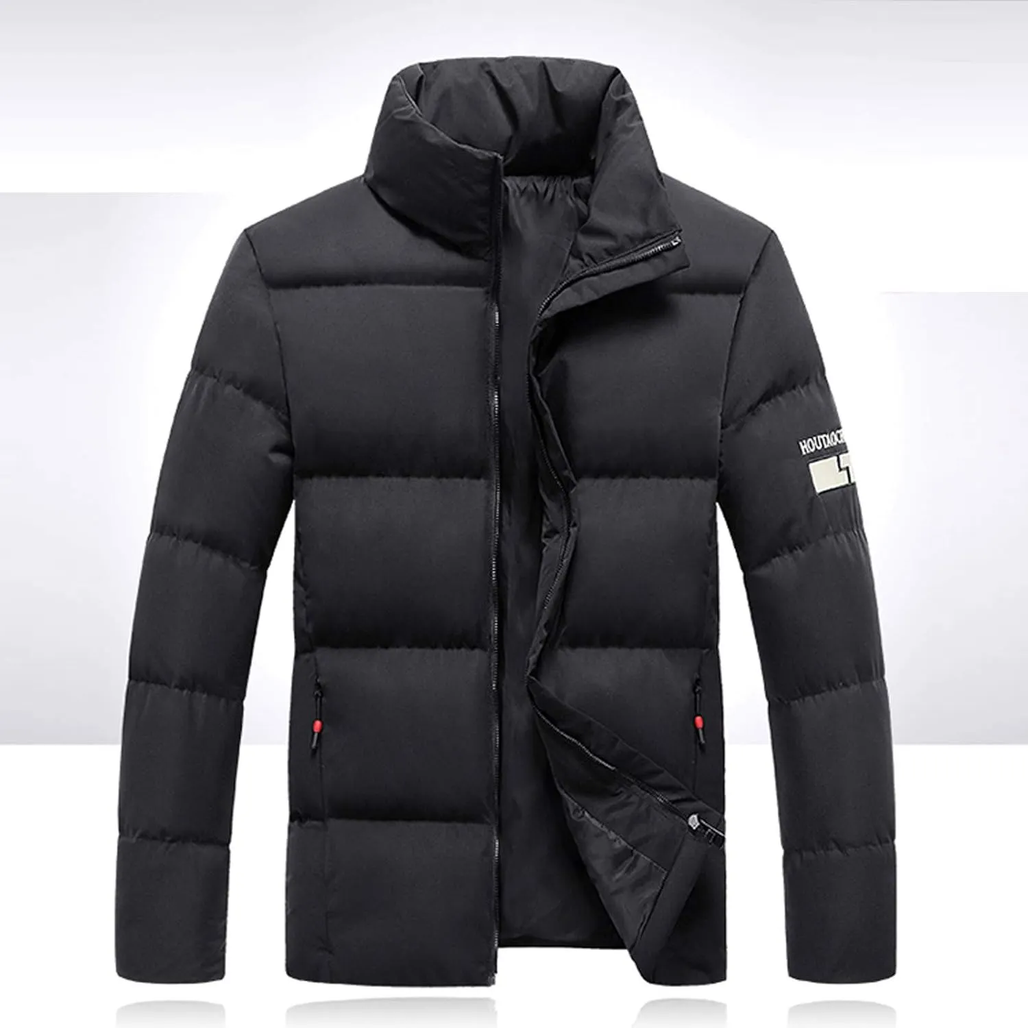 Mens Big and Tall Winter Puffer Jacket Packable Windproof Midweight Insulated Jacket Thermal Zip Up Puffer Jacket