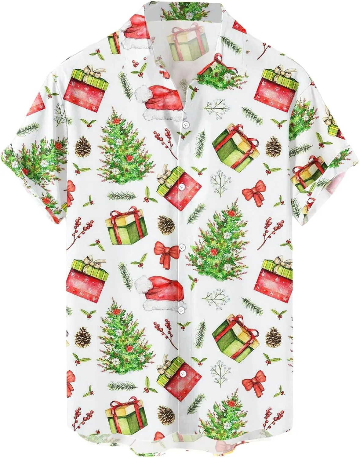 Mens Bowling Shirts 2024, Mens Button Down Christmas Shirt Short Sleeve Funny Santa Claus Print Holiday Top