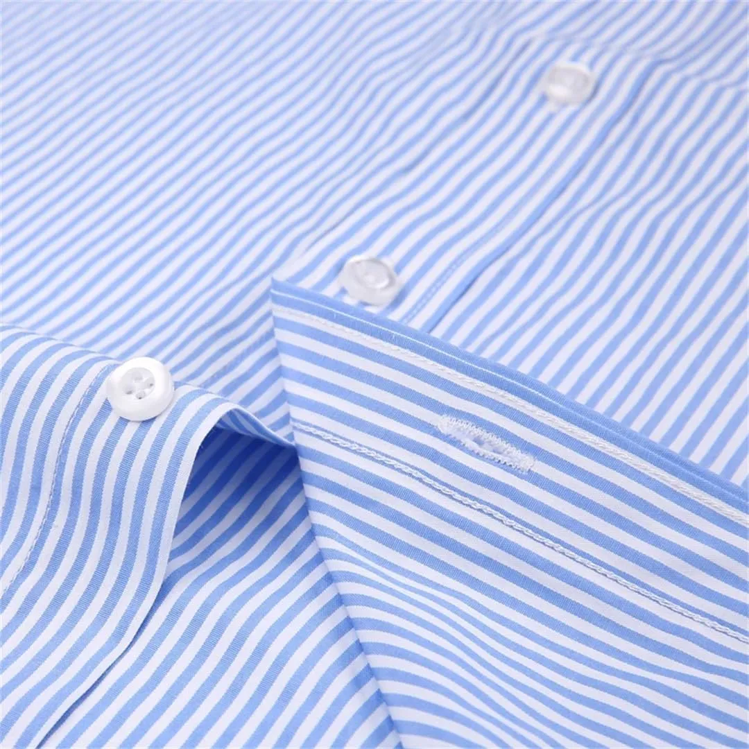 Men's Business Contrast Collar French Cuff Dress Shirts Single Patch Pocket Long Sleeve Social Wedding Shirt