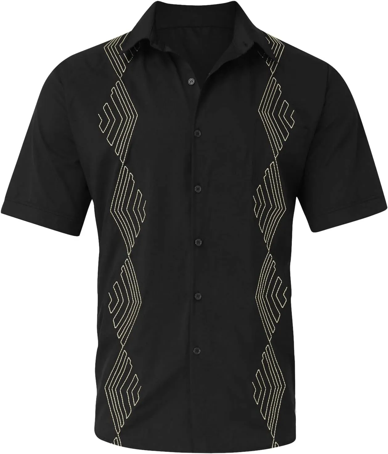 Men's Button Down Guayabera Shirts Cotton Linen Beach Summer Casual Shirts Top Mexican Embroidered Cuban Wedding Shirt