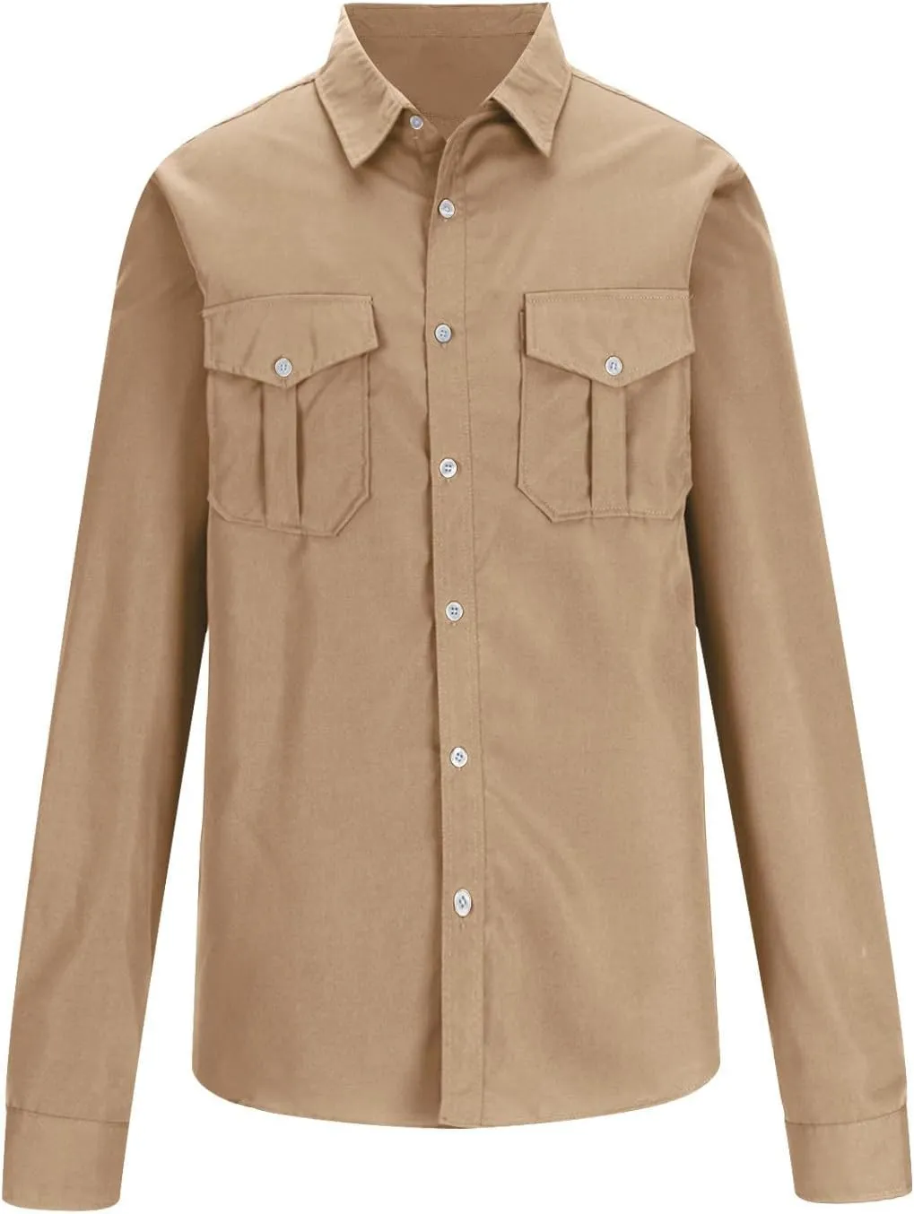 Men's Button Down Long Sleeve T Shirt Collared Fall Fashion Shirts Loose Casual Tops with Pockets