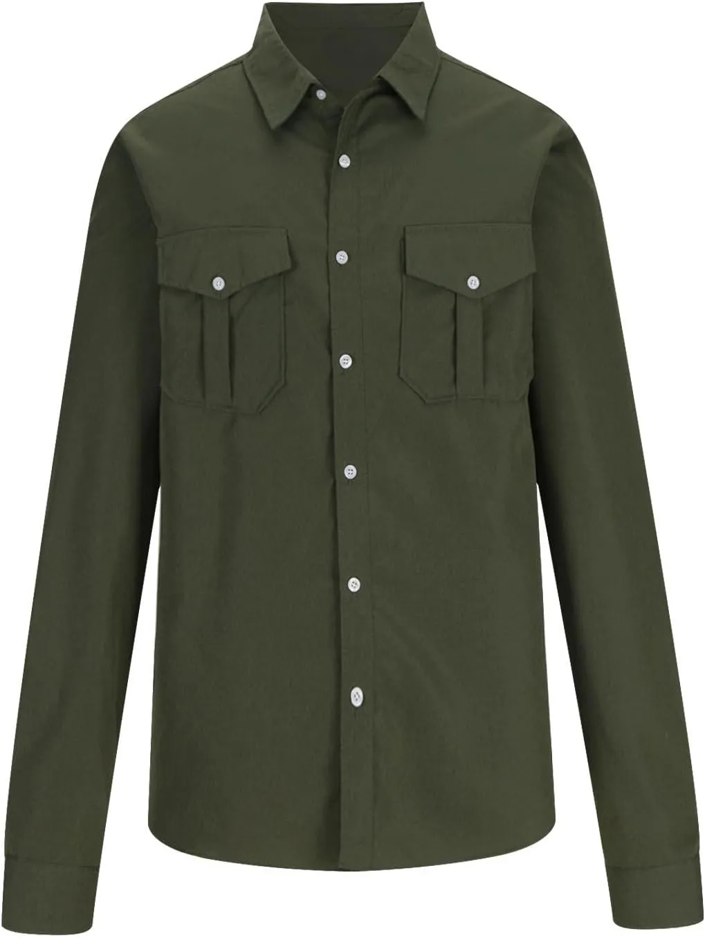 Men's Button Down Long Sleeve T Shirt Collared Fall Fashion Shirts Loose Casual Tops with Pockets